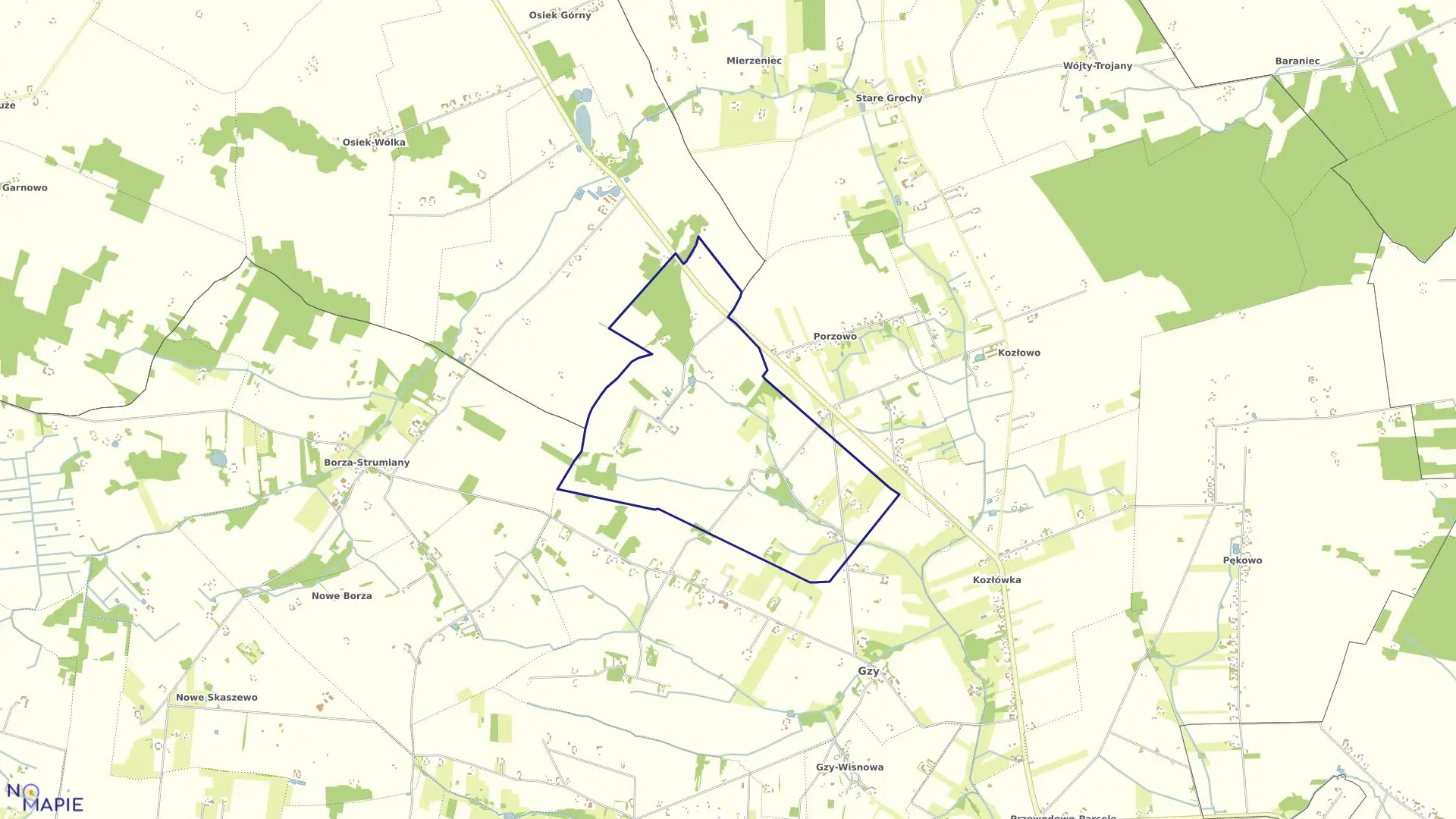 Mapa obrębu GROCHY SERWATKI w gminie Gzy