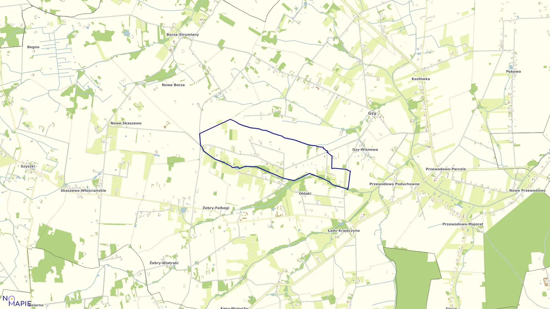 Mapa obrębu SULNIKOWO w gminie Gzy